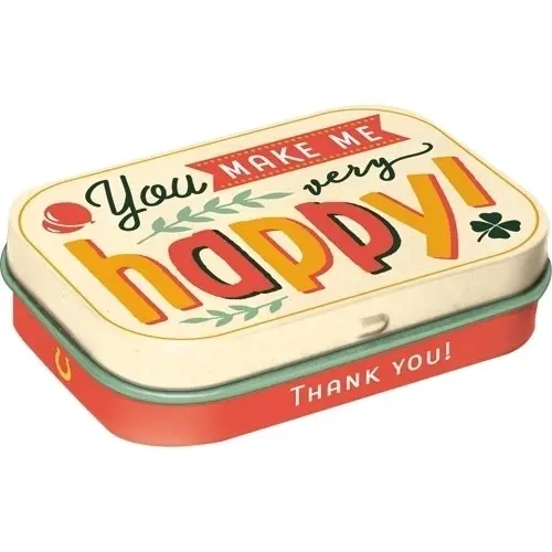 2x Nostalgic Art 6cm Metal Tin Mint Box You Make Me Happy Fresh Breath Candy