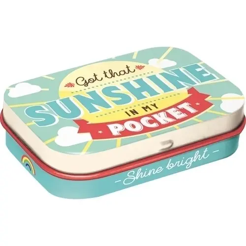 2x Nostalgic Art 6cm Mint Tin Box Sunshine In My Pocket Fresh Breath Hard Candy