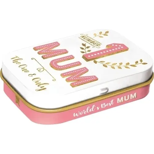 2x Nostalgic Art 6cm Metal Tin Mint Box Number 1 Mum Fresh Breath Candy Mints