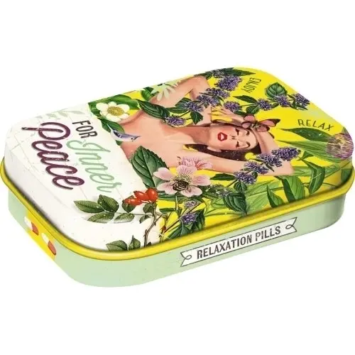 2x Nostalgic Art 6cm Mint Tin Inner Peace Relaxation Pills Fresh Breath Candy