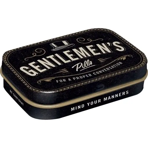 2x Nostalgic Art 6cm Metal Tin Mint Gentlemen's Pills Fresh Breath Hard Candy