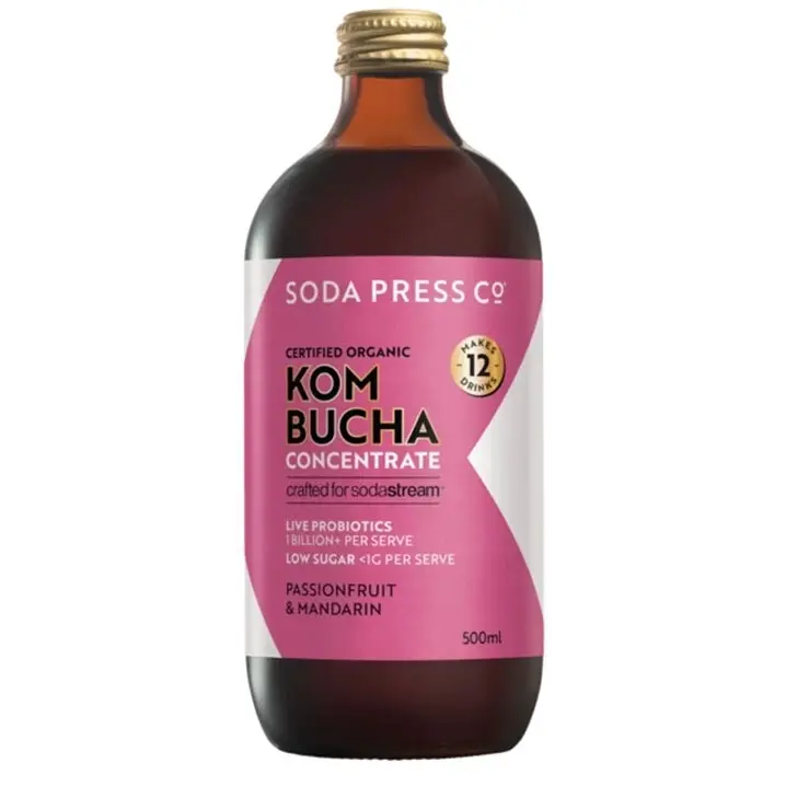 3x SodaStream 500ml Soda Press Organic Mix Kombucha Passionfruit/Mandarin Syrup