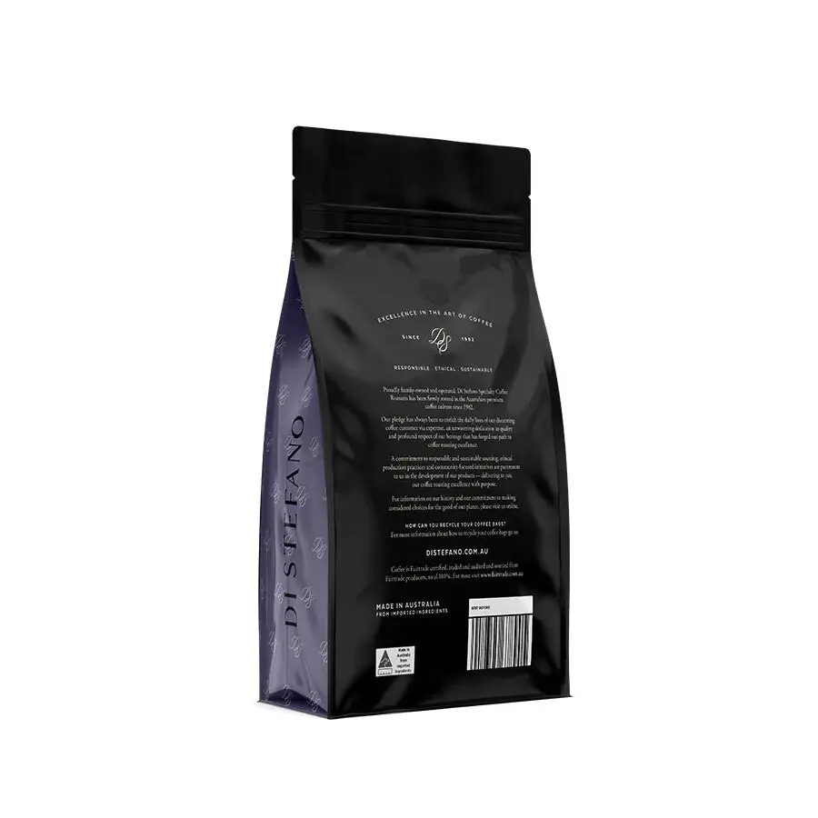 Di Stefano Black Dark Roast Coffee Beans Signature 1820 Blend 250g Hot Drink