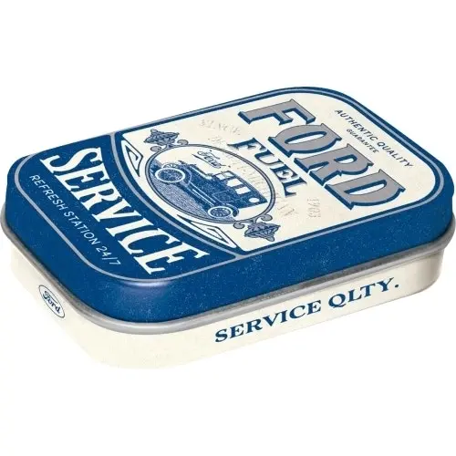 2x Nostalgic Art 4x6cm Metal Mint Box Tin Sugar-Free Candy Ford Fuel Service