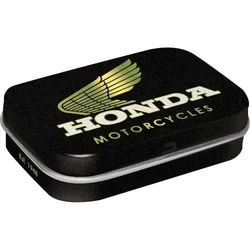 2x Nostalgic Art 4x6cm Metal Mint Box Sugar-Free Candy Honda MC Motorcycles Gold