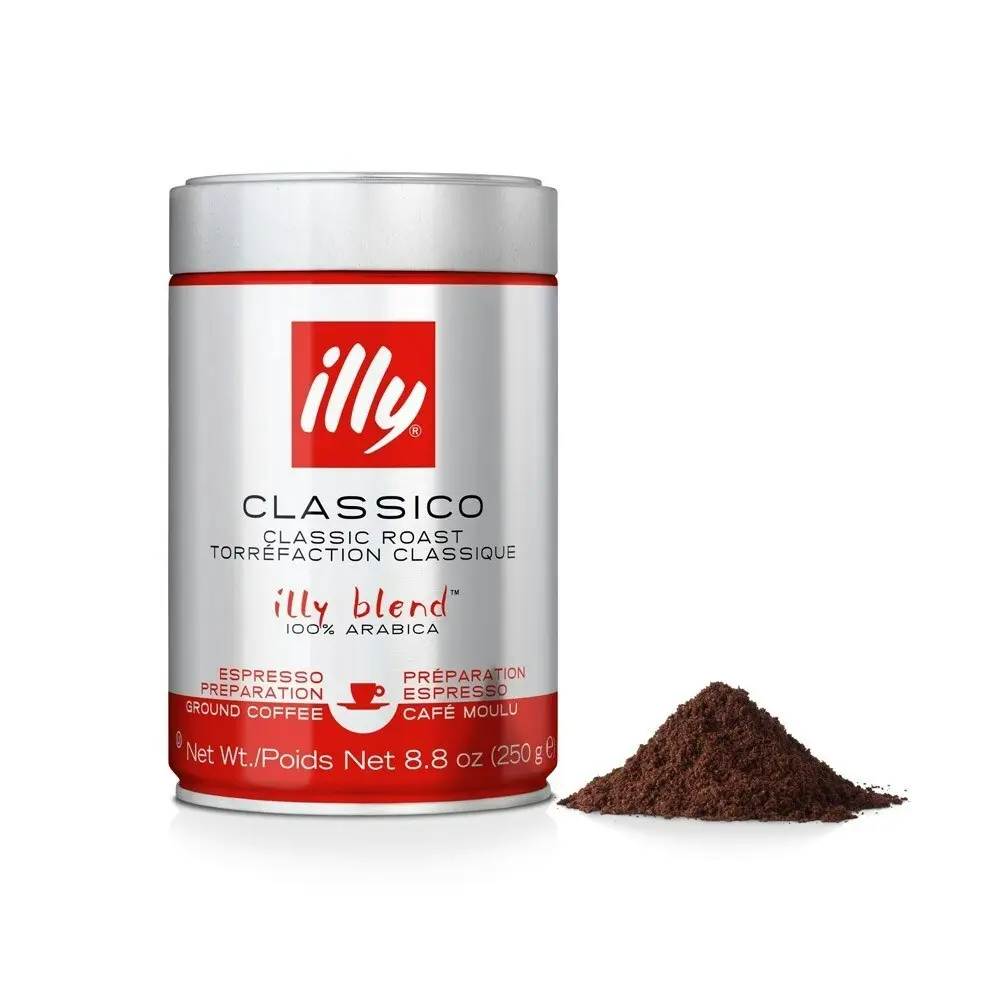 3x Illy 250g Classico Espresso Arabica Ground Coffee Classic Roast/Sweet Notes