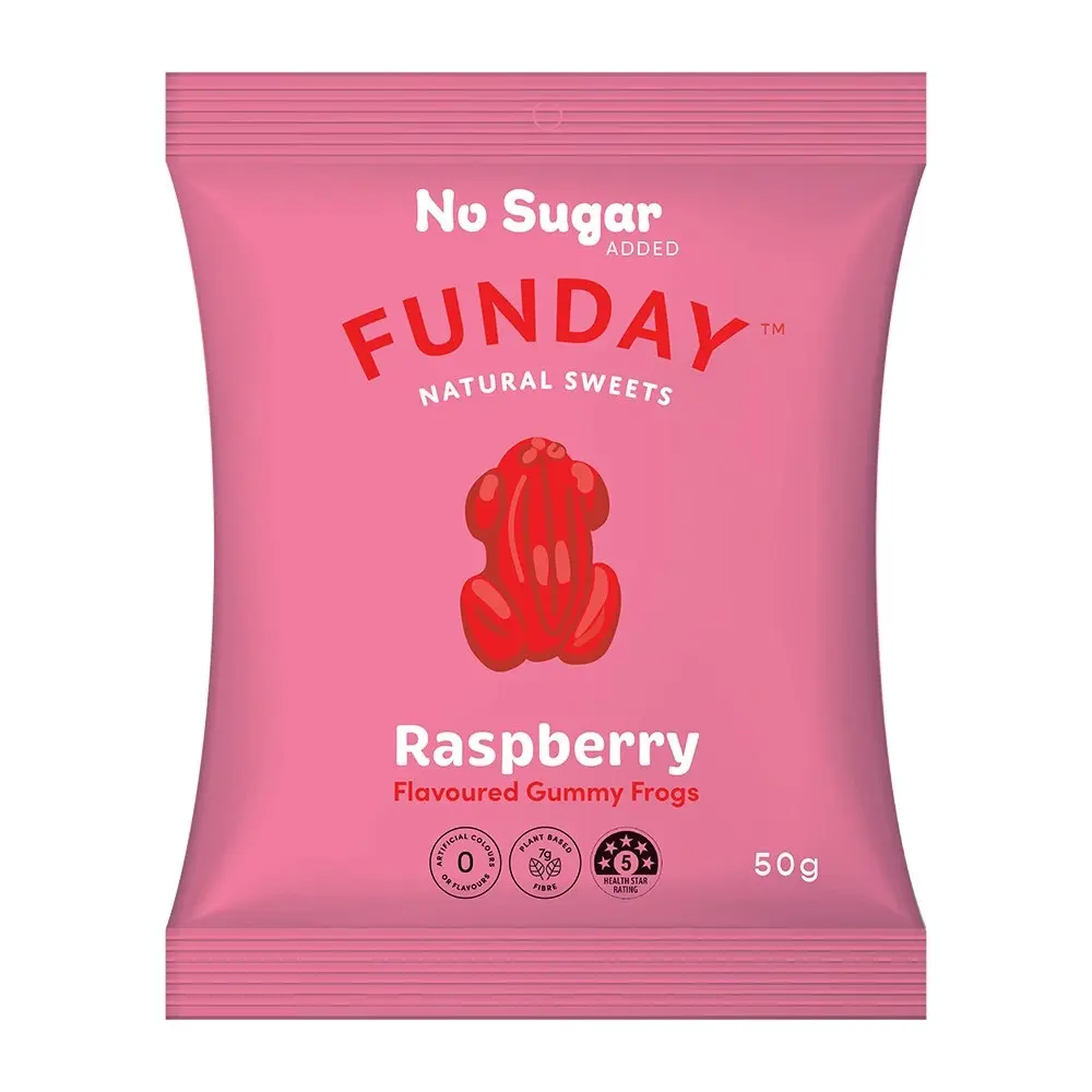 12pk Funday Raspberry Flavoured Gummy Lolly/Candy Soft Chews Snack Frogs 600g