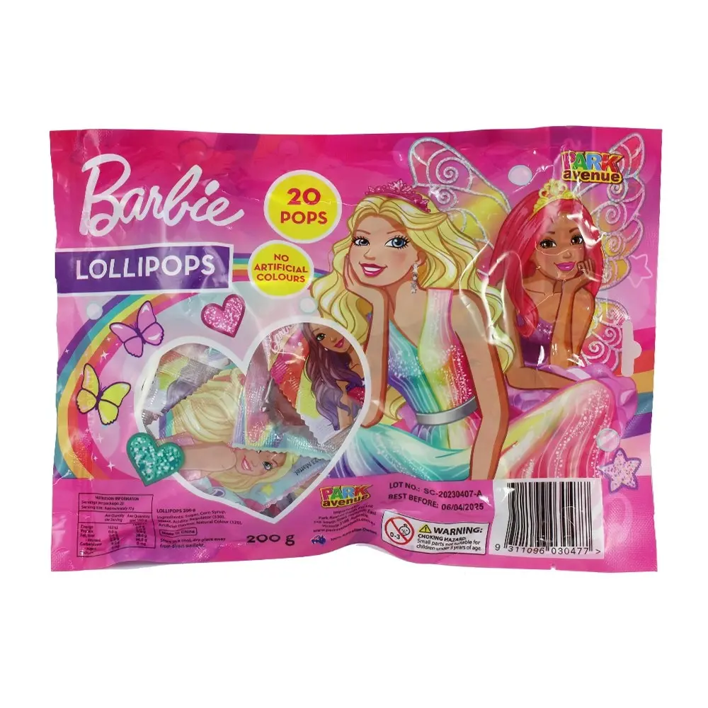 120pc Park Avenue Barbie Strawberry Lollipops Confectionary/Candy/Sweets 1.2kg