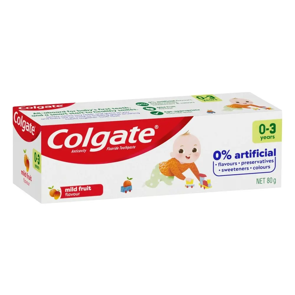 3x Colgate 80g Anti-Cavity Fluoride Kids/Children 0-3 Year Toothpaste Mild Fruit