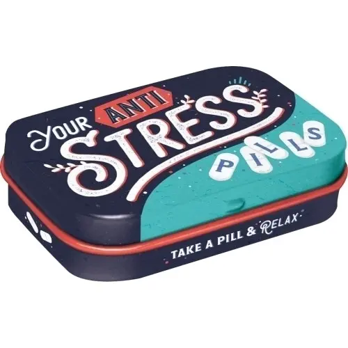 Nostalgic Art 6cm Metal Tin Mint Box Anti Stress Pills Fresh Breath Hard Candy