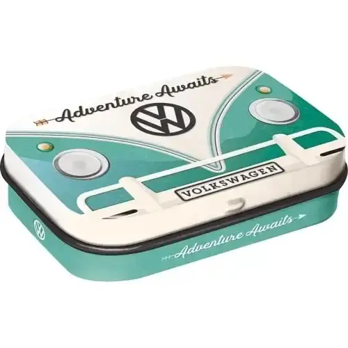 Nostalgic Art 6cm Mint Tin Box VW Bulli Adventure Awaits Fresh Breath Hard Candy