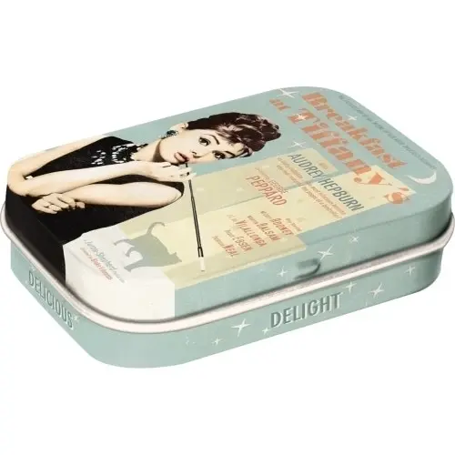 Nostalgic Art Mint Box 6cm Metal Tin Audrey Breakfast At Tiffany's Blue Mints