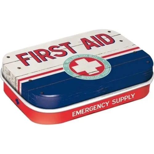 Nostalgic Art 6cm Metal Tin Mint Box First Aid Fresh Breath Hard Candy Blue