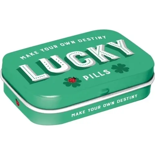 Nostalgic Art 6cm Metal Tin Mint Box Lucky Pills Fresh Breath Hard Candy Mints