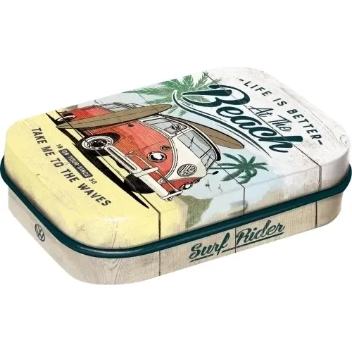 Nostalgic Art 6cm Metal Tin Mint Box VW Bulli Beach Fresh Breath Hard Candy