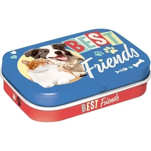 Nostalgic Art 6cm Metal Tin Mint Box Best Friends Cat & Dog Fresh Breath Candy