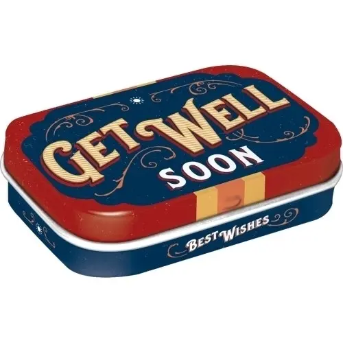 Nostalgic Art 6cm Metal Tin Mint Box Get Well Soon Fresh Breath Hard Candy Mints