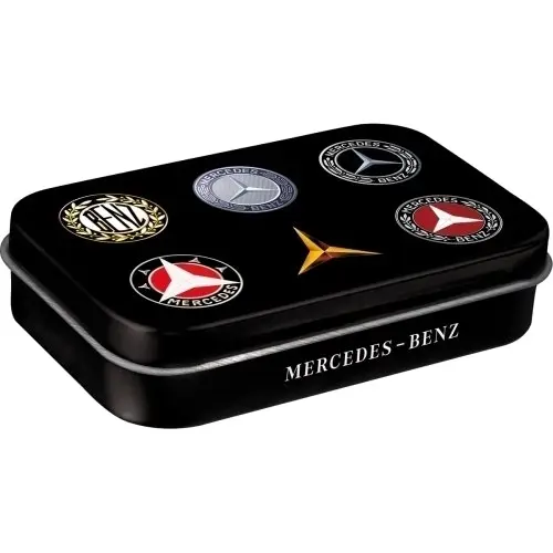 Nostalgic Art 10cm Metal Tin Mint Box XL Mercedes Benz Logo Evolution Hard Candy