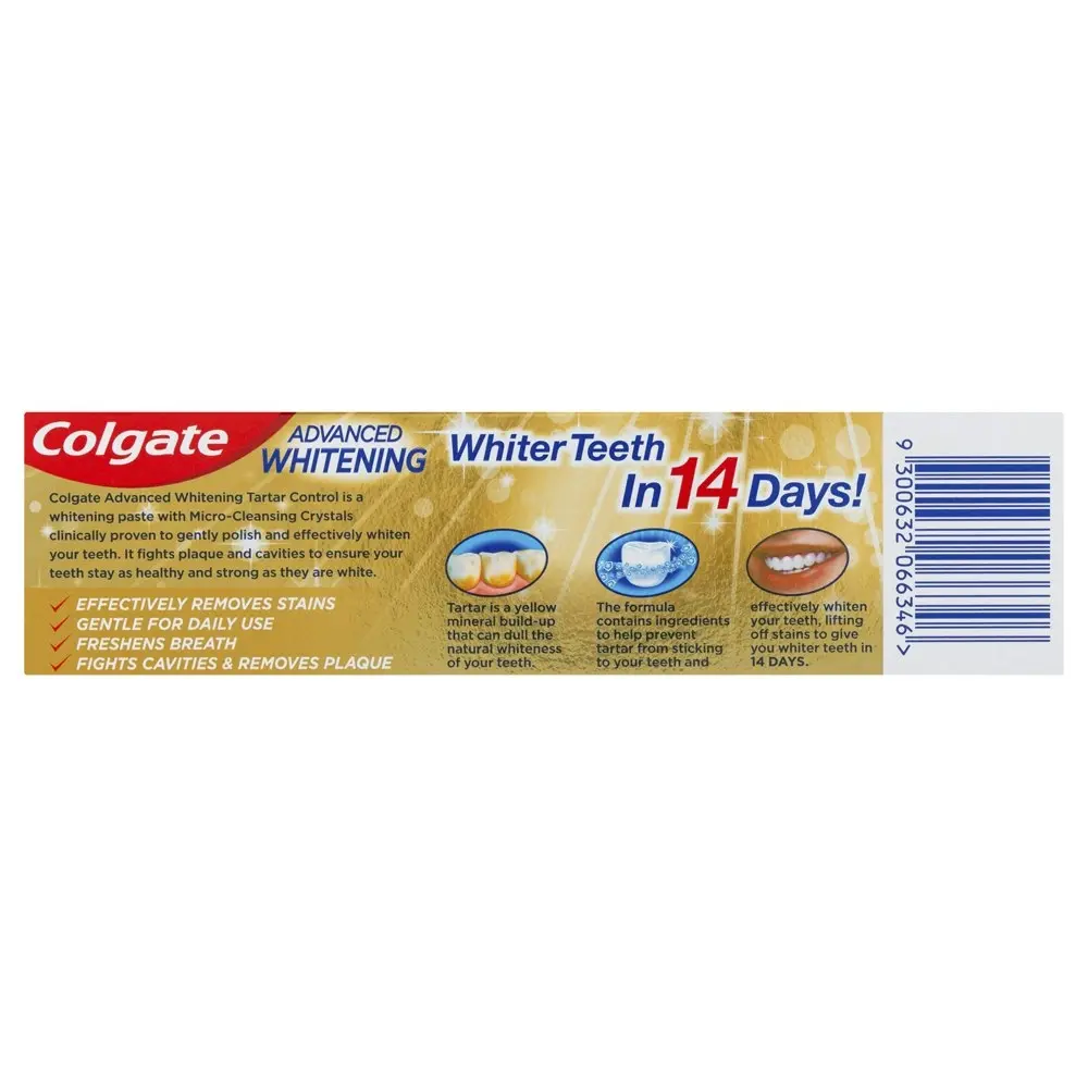 6x Colgate Toothpaste Advanced Whitening Tartar Control 120g Teeth Cleaning