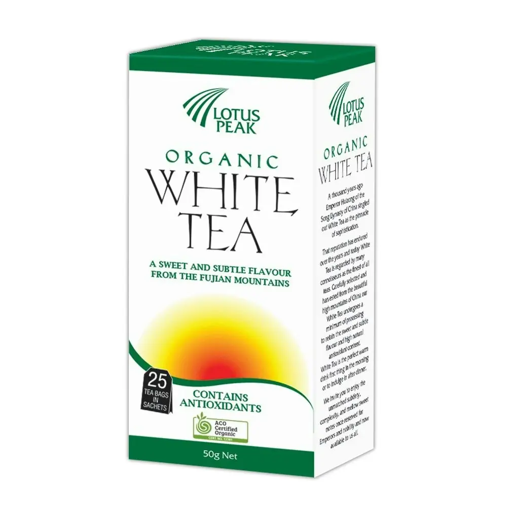 150pc Lotus Peak Premium White Tea Bags Organic Sweet And Subtle Flavour 50g