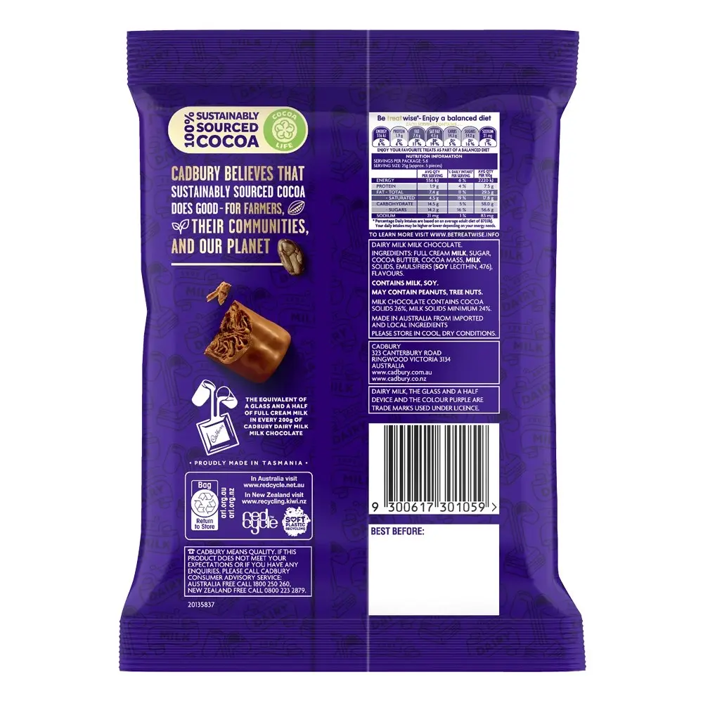 7x Cadbury Dairy Milk Twirl Chocolate Bites/Piece Confectionery Bag Snack 140g