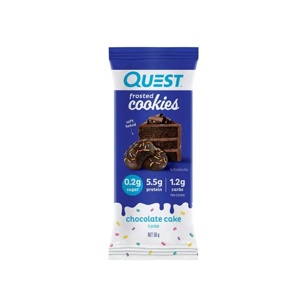 8x 2pc Quest Frosted Cookies/Biscuits Soft Baked Chocolate Cake Flavour 50g