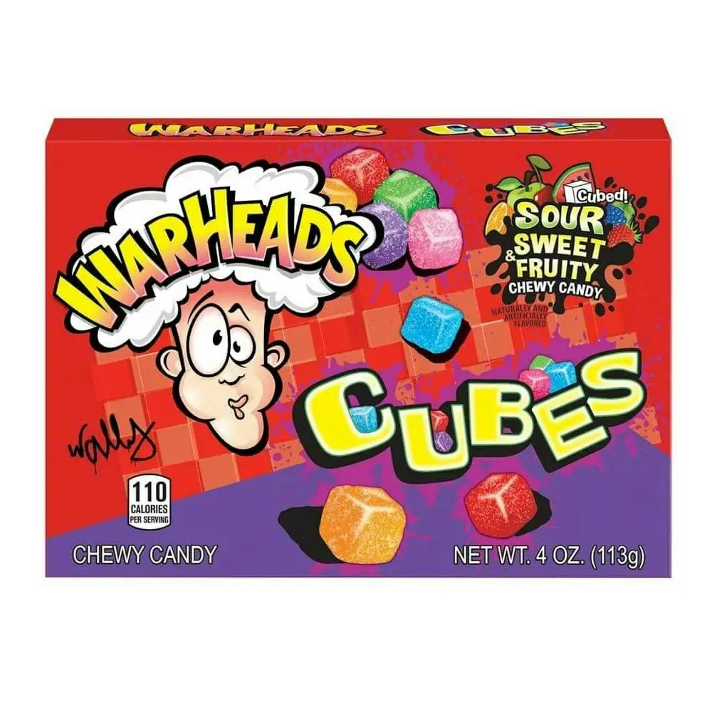 2x Warheads 113g Chewy Cubes Theater Box Sour Sweet Confectionery Candies Asstd