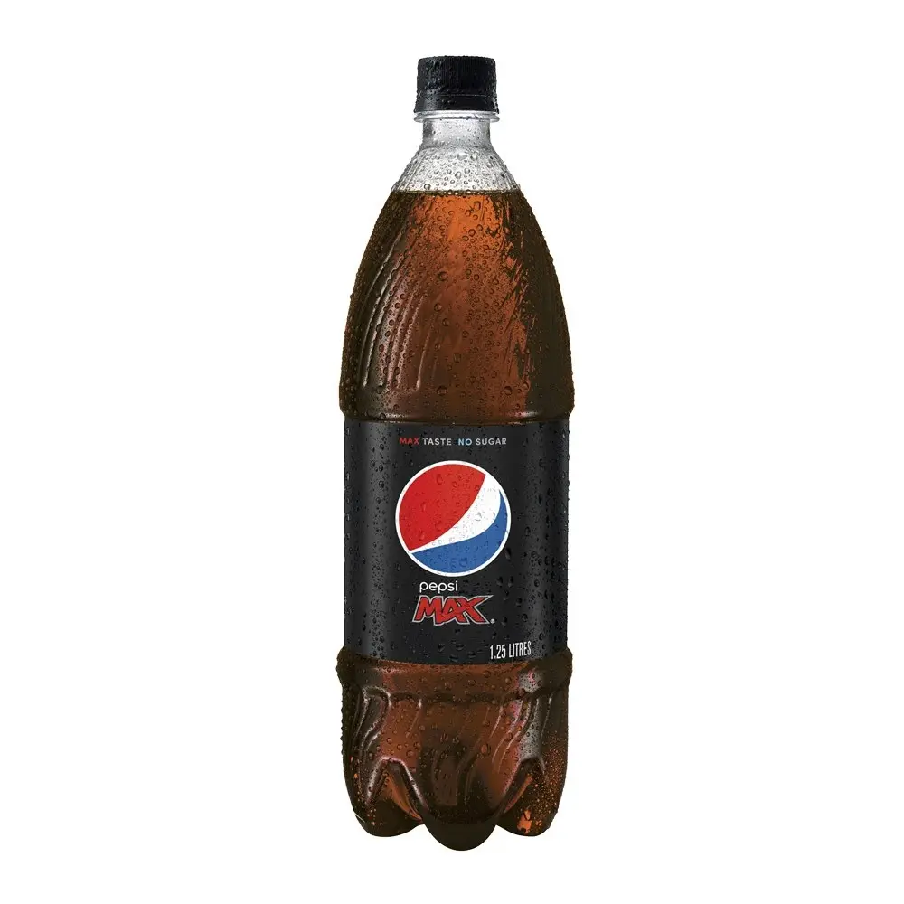 12pc Pepsi Max Cola Flavoured Zero Sugar Soft Drink Sparkling Soda Bottles 1.25L