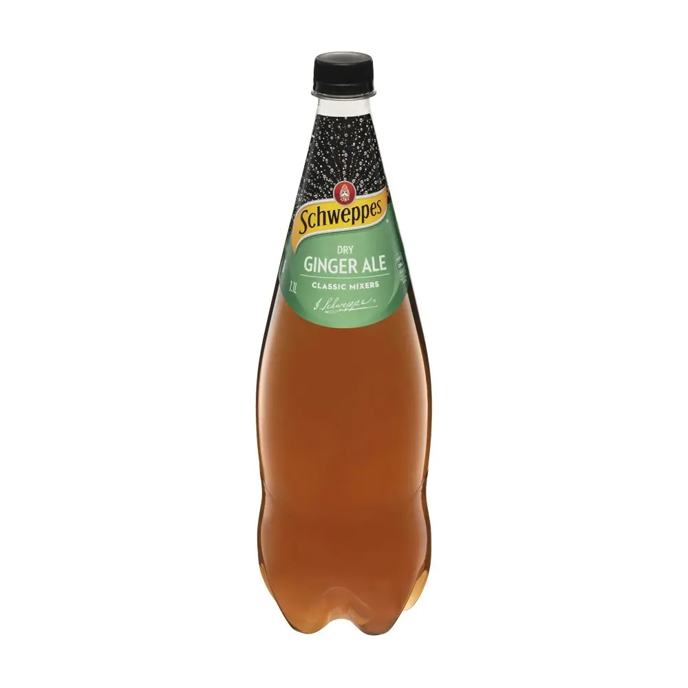 12pc Schweppes Dry Ginger Ale Flavoured Sparkling Soft Drink Soda Bottles 1.1L