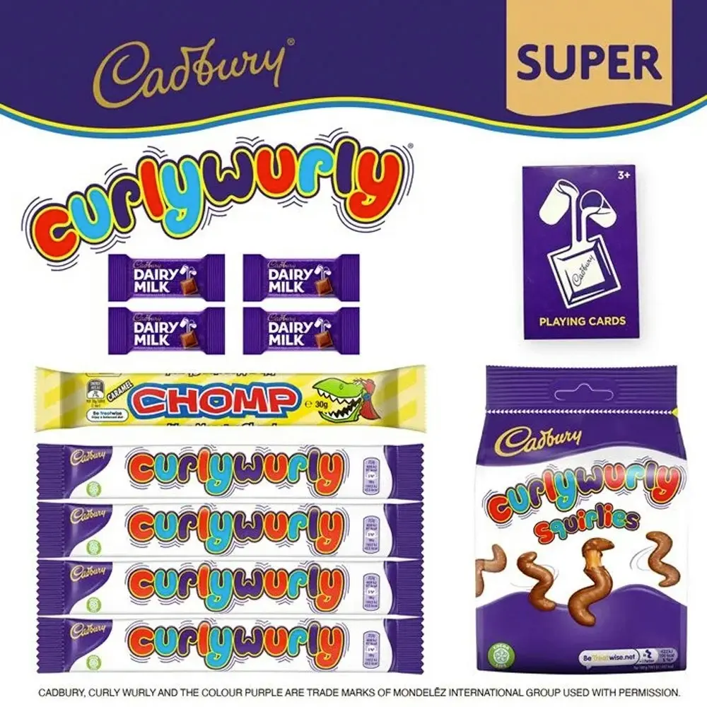 11pc Cadbury Dairy Milk Curly Wurly Super Showbag Chocolate Confectionery Snacks