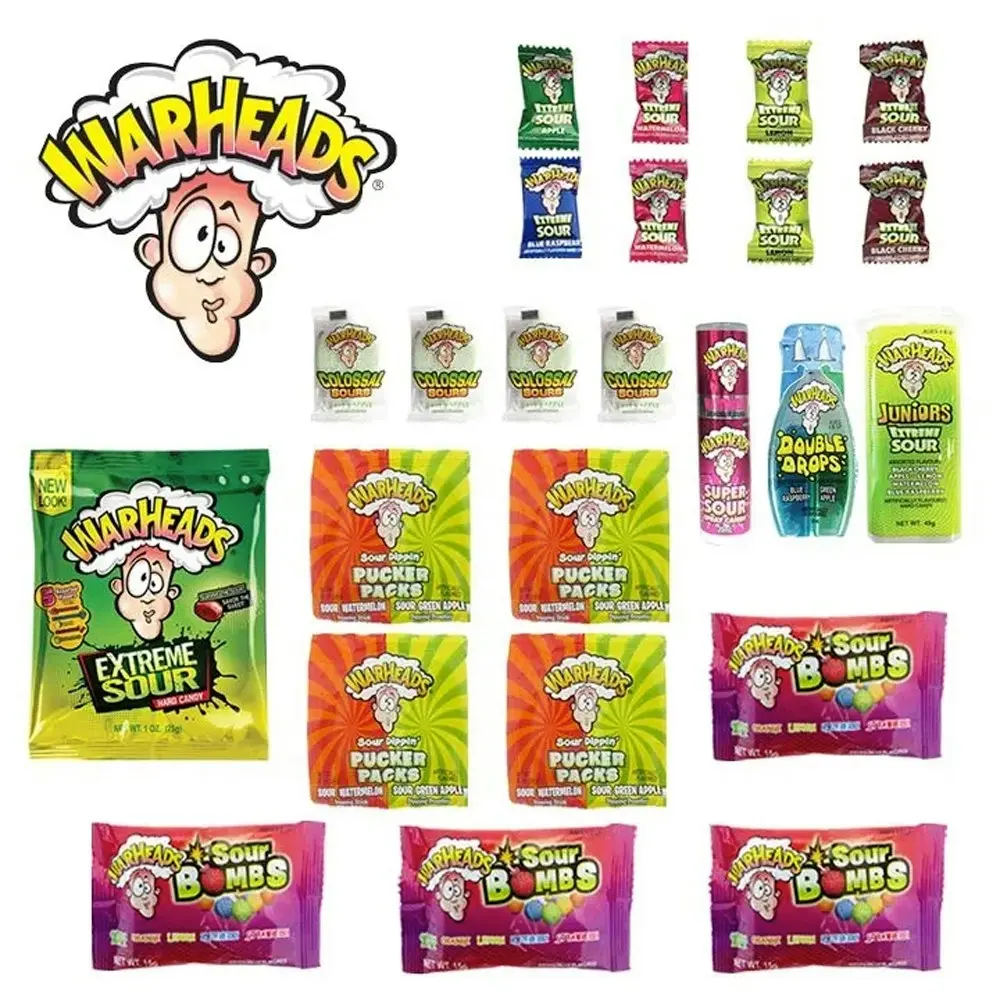 Warheads Confectionery Candy Drops Sour Spray Mixed Jumbo Chew Candy Showbag