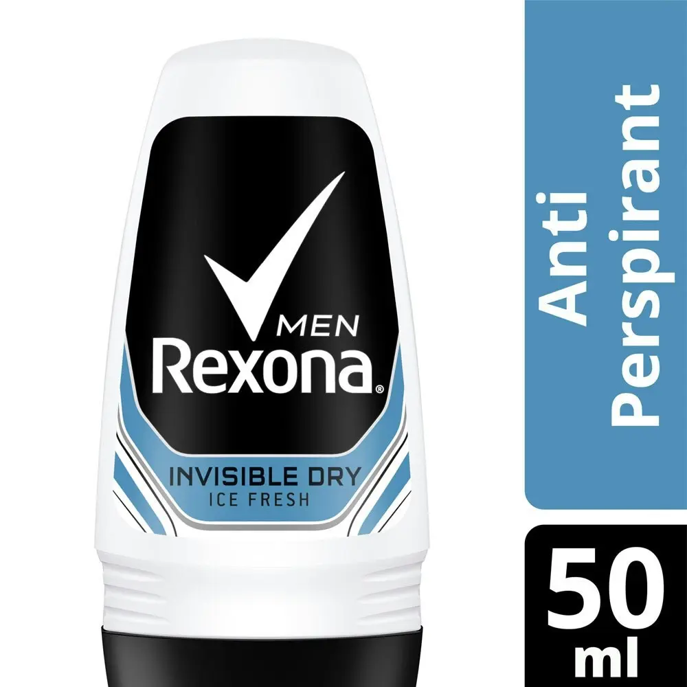 6x Rexona Deodorant Men Underarm Sweat Roll On Invisible Dry Ice Fresh 50ml