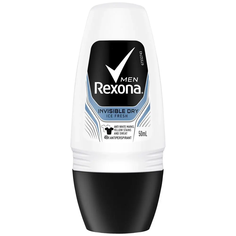 6x Rexona Deodorant Men Underarm Sweat Roll On Invisible Dry Ice Fresh 50ml