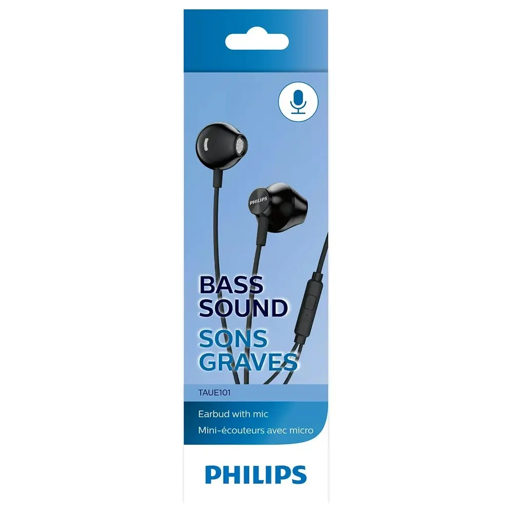 Philips In-Ear Earbud Neodynium Earphones/Headphones w/ Mic & 1.2m Cable Black