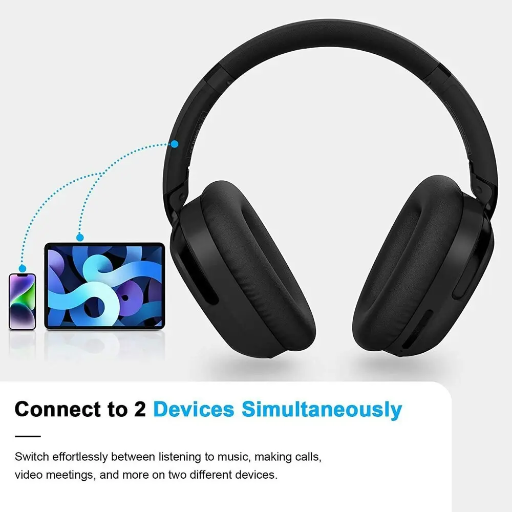 Silcron Active Noise Cancelling Bluetooth Headphones With 40H Playtime Black