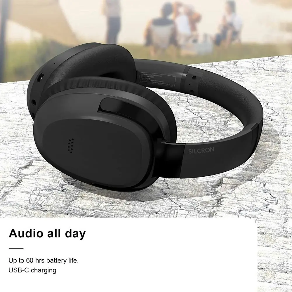 Silcron Active Noise Cancelling Bluetooth Headphones With 40H Playtime Black