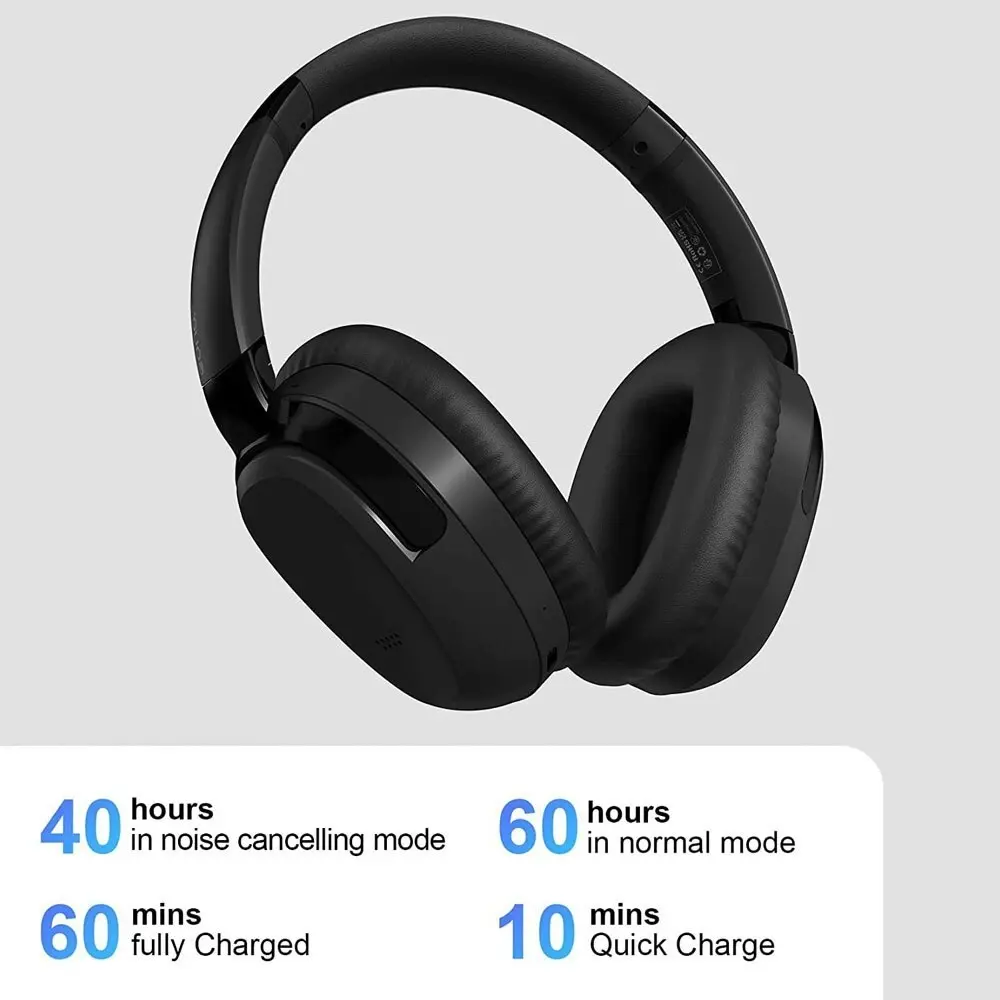 Silcron Active Noise Cancelling Bluetooth Headphones With 40H Playtime Black