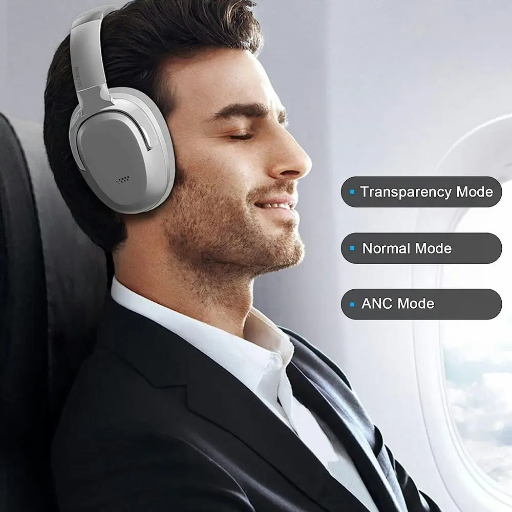 Silcron Active Noise Cancelling Bluetooth Headphones With 40H Playtime White