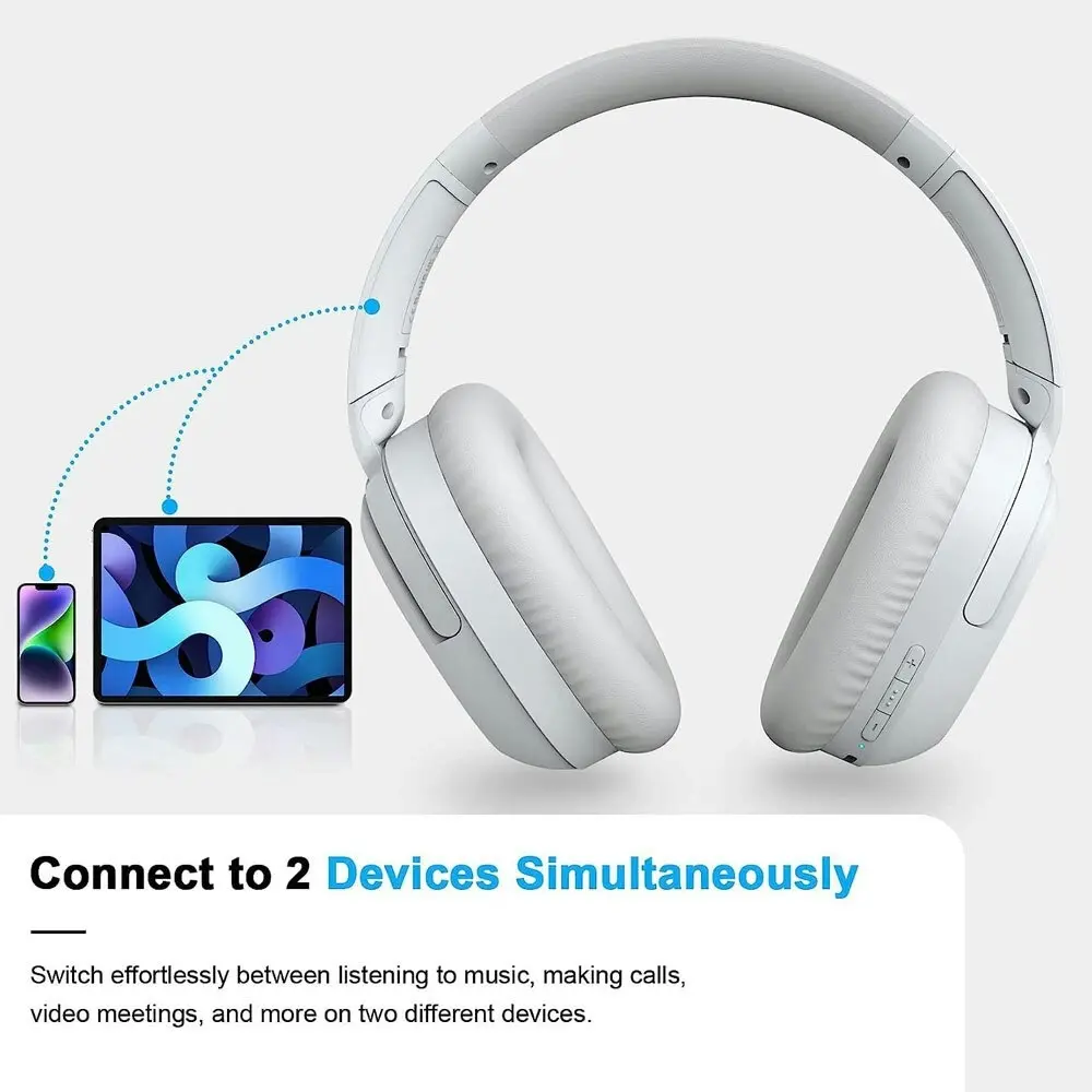 Silcron Active Noise Cancelling Bluetooth Headphones With 40H Playtime White