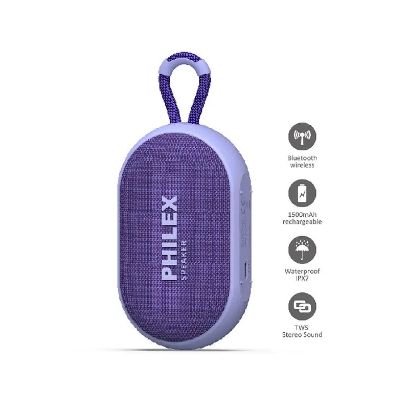 Philex Ultra Portable Wireless Bluetooth Speaker 1500mAh Waterproof Red