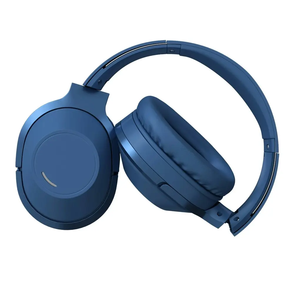 Liquid Ears Wireless/Bluetooth Over-Ear Foldable Headphones w/ Built-In Mic Blue