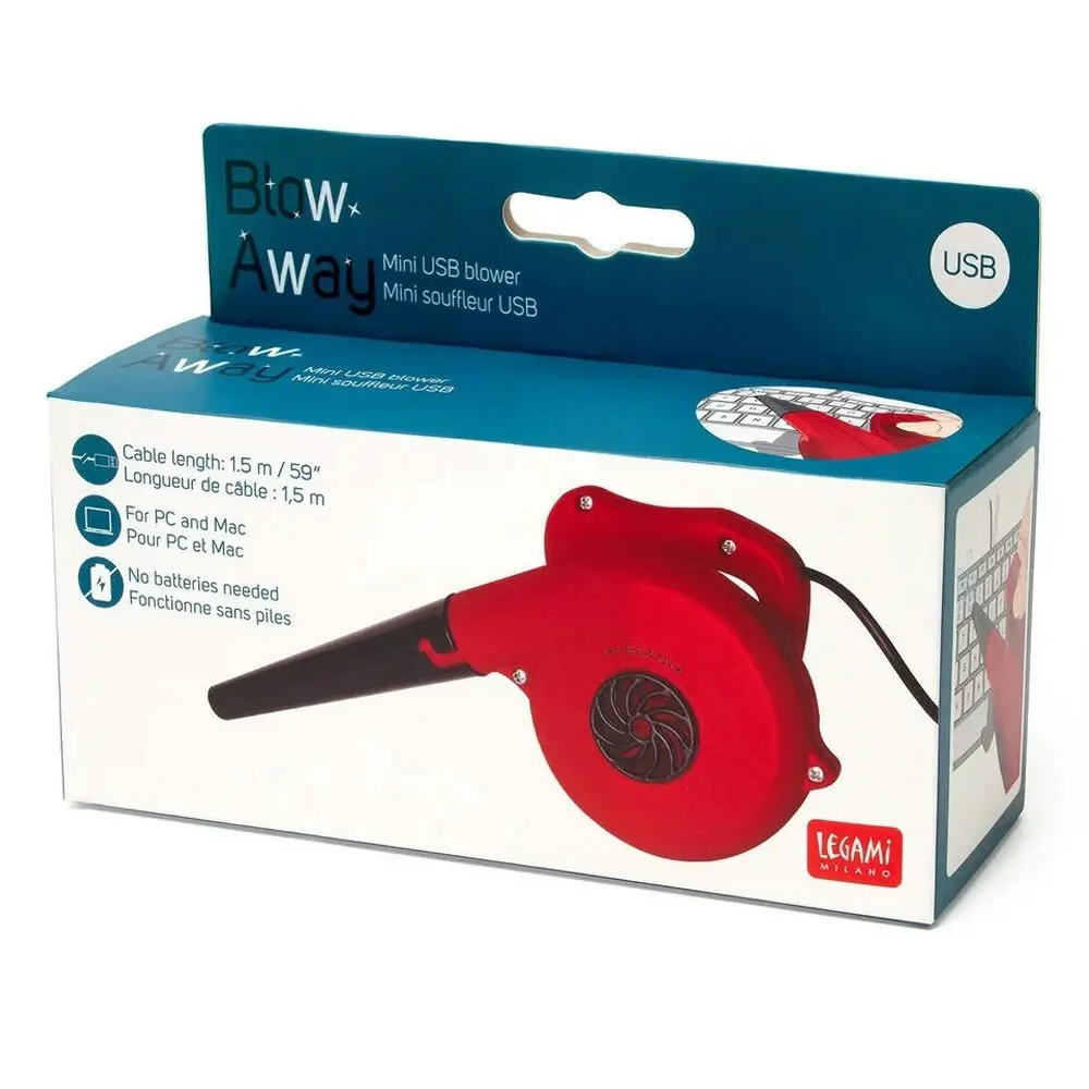 Legami Blow Away Mini USB PC/Laptop Office Desktop Dust Blower/Duster Red 16cm