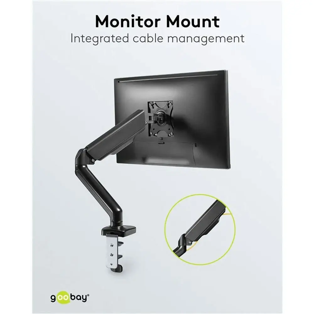 Goobay 43-81cm Single Monitor Mount w/ Gas Spring TV/Monitor Holder Stand Black