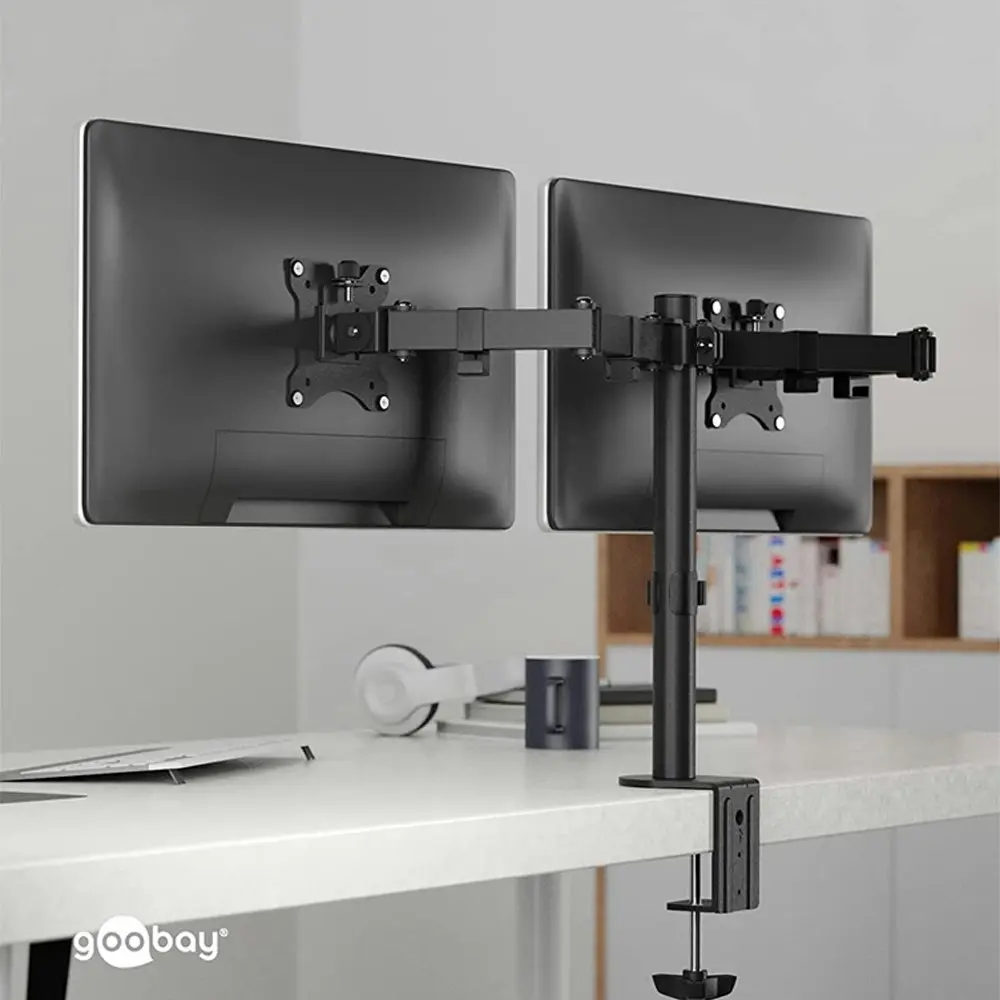 Goobay Dual Computer Monitor Desk Mount Flex 43-81cm Black Desk Mountable