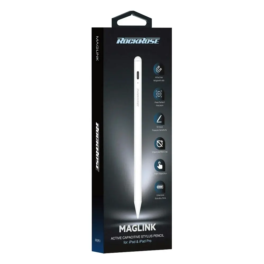 RockRose MagLink Neo Active Capacitive Drawing/Work Textured Stylus For Ipad WHT