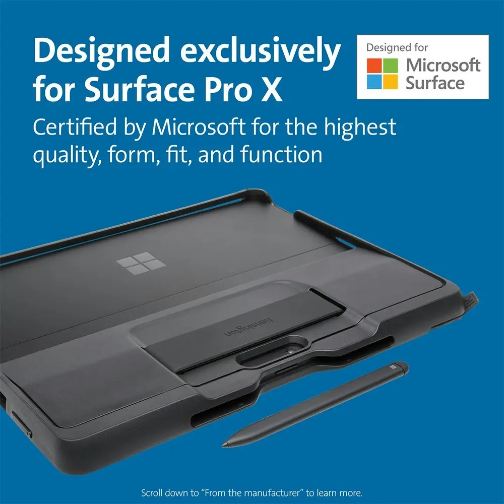 Kensington Blackbelt Rugged Case Cover Protection For Surface Pro X Retail Black