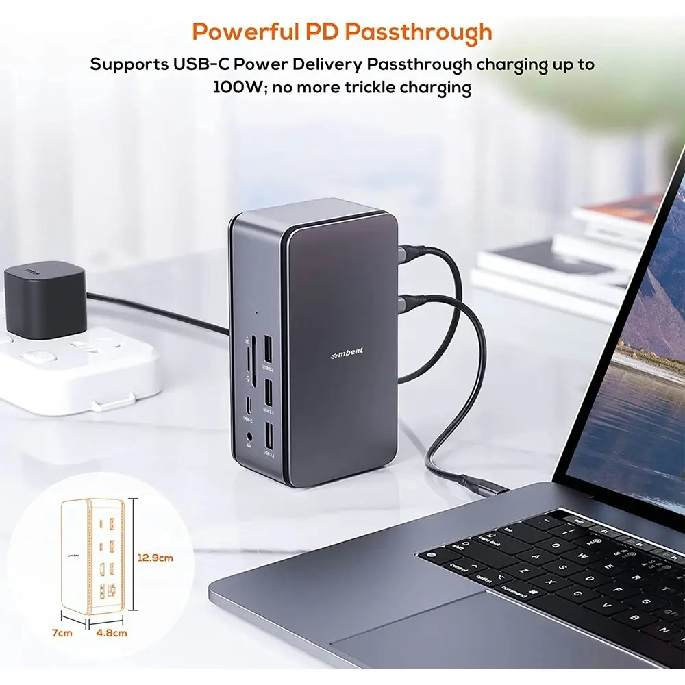 mBeat USB-C/SD 4.0 14 in 1 8K Laptop/PC Docking Station Space Grey MB-U4DOCK-01