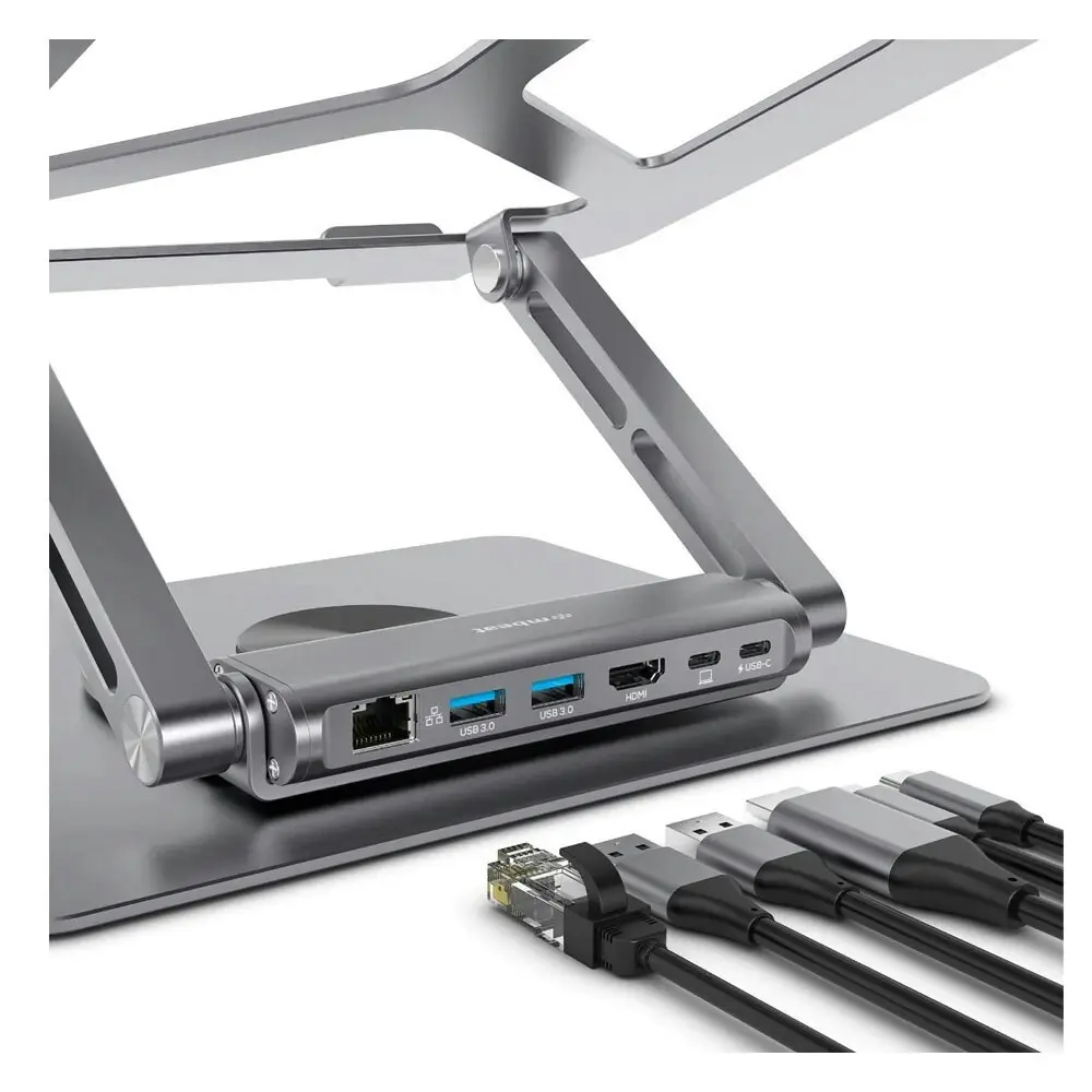 mBeat Stage S12 Rotating Laptop Stand with USB-C Docking Station - Space Grey