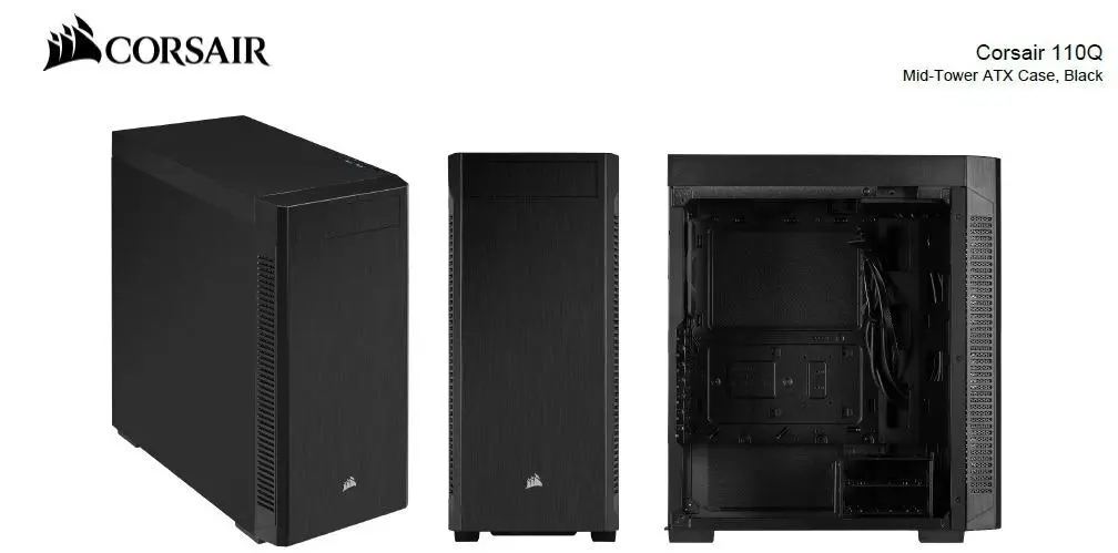 Corsair 110Q ATX Mid Tower Front I/O ATX/Mini-ITX/Micro-ATX Quite Case f/PC BLK