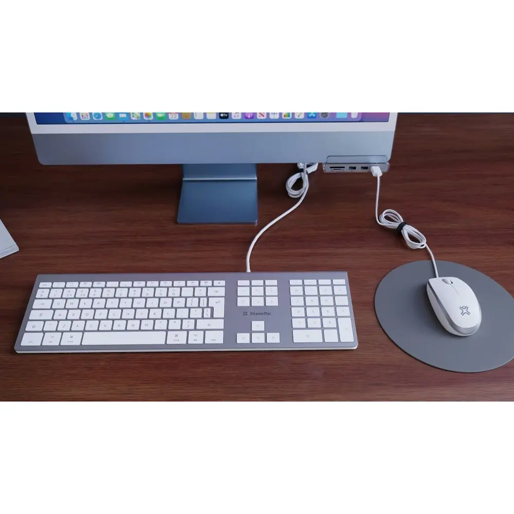 XtremeMac Wired USB-C 1200 DPI Ergonomic Laptop PC Computer Mouse For iMac White